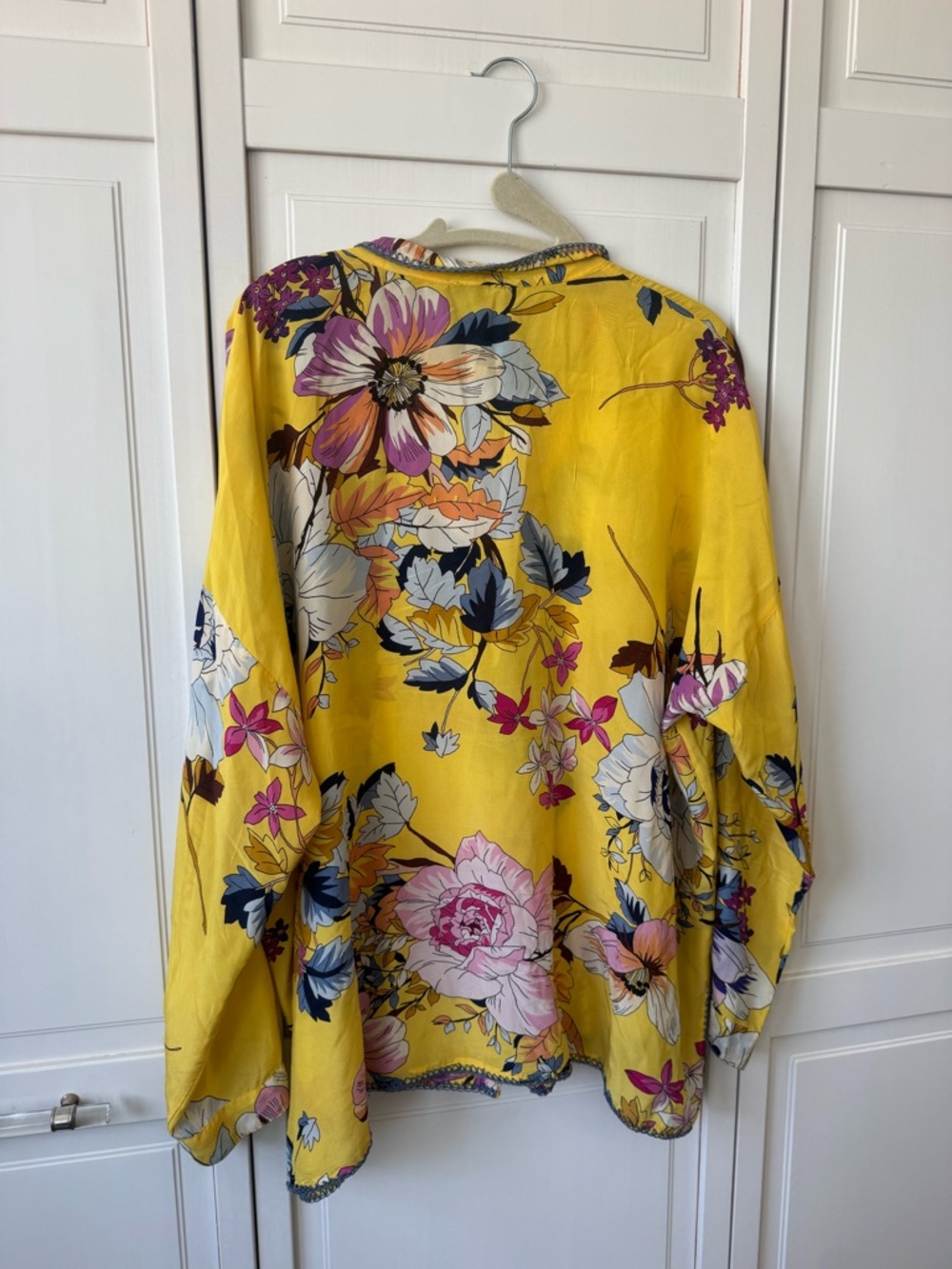 Johnny Was Yellow Floral Button-Front Blouse with Multicolor Print - Picture 4 of 4